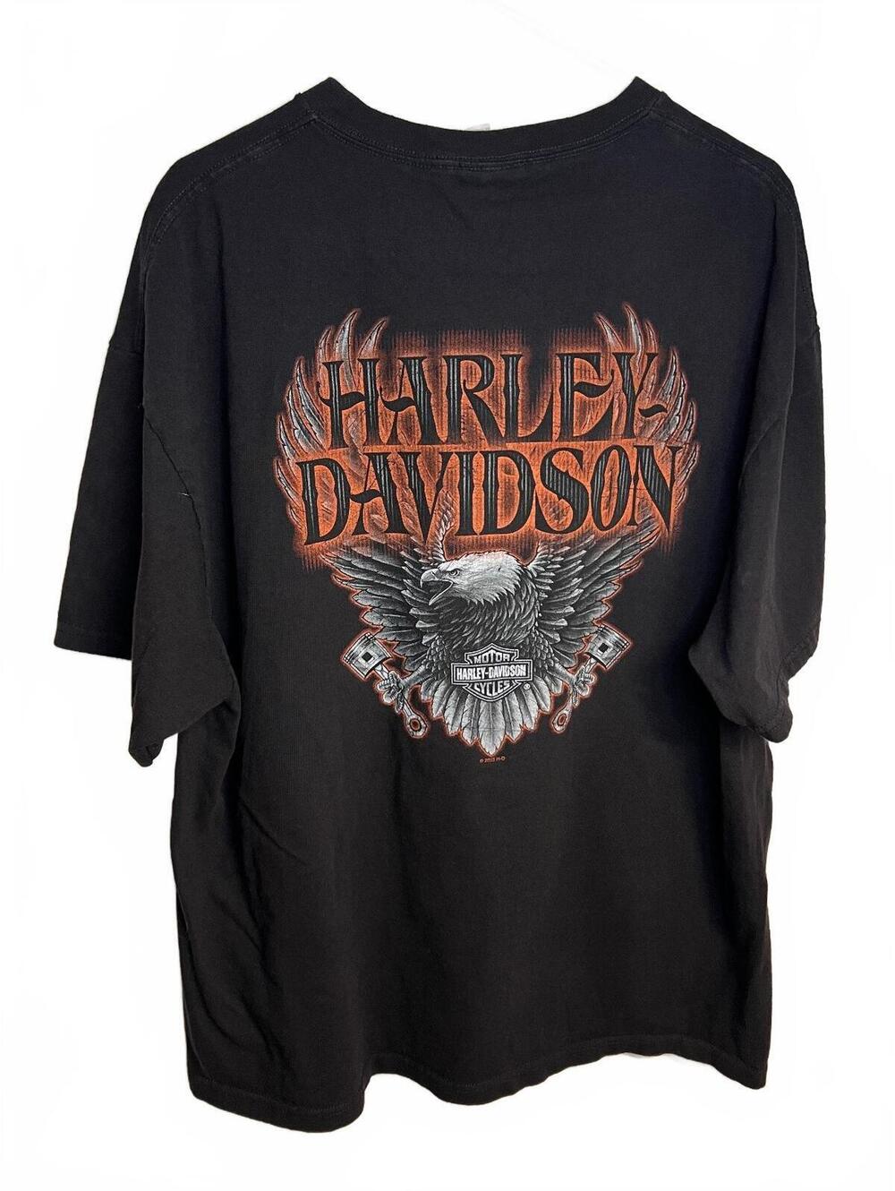 Harley Davidson Wisconsin T Shirt Men 2XL Black Eagle Pistons Graphic Tee